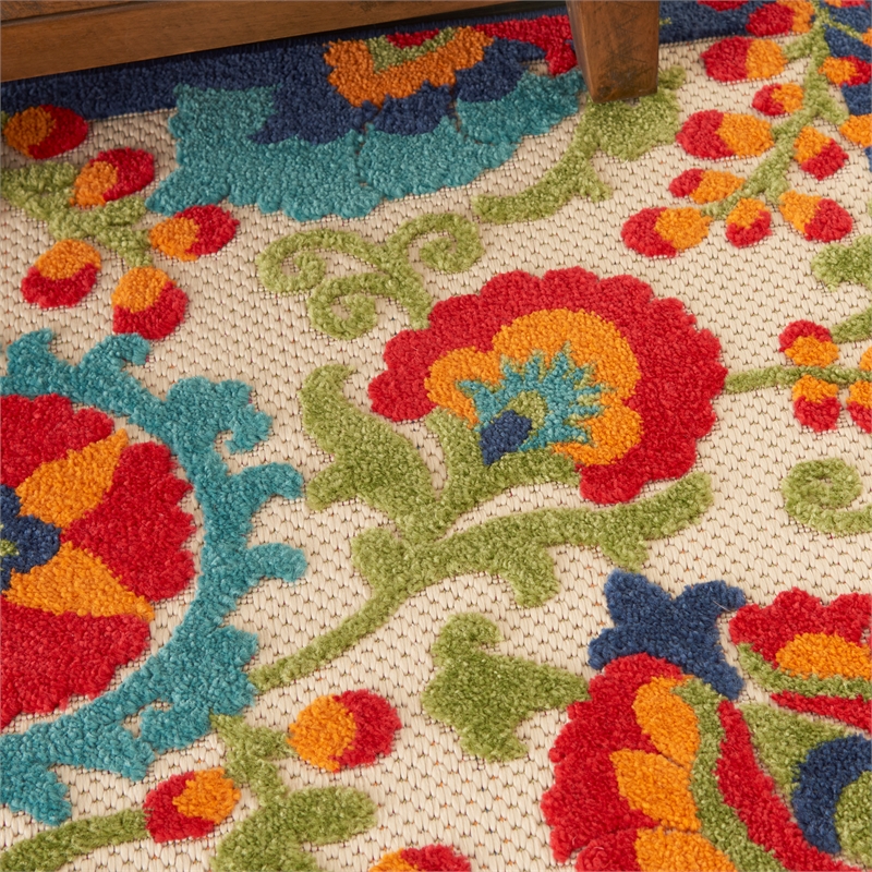 Nourison Aloha 3' x 4' Multicolor Fabric Farmhouse Area Rug (3' x 4')