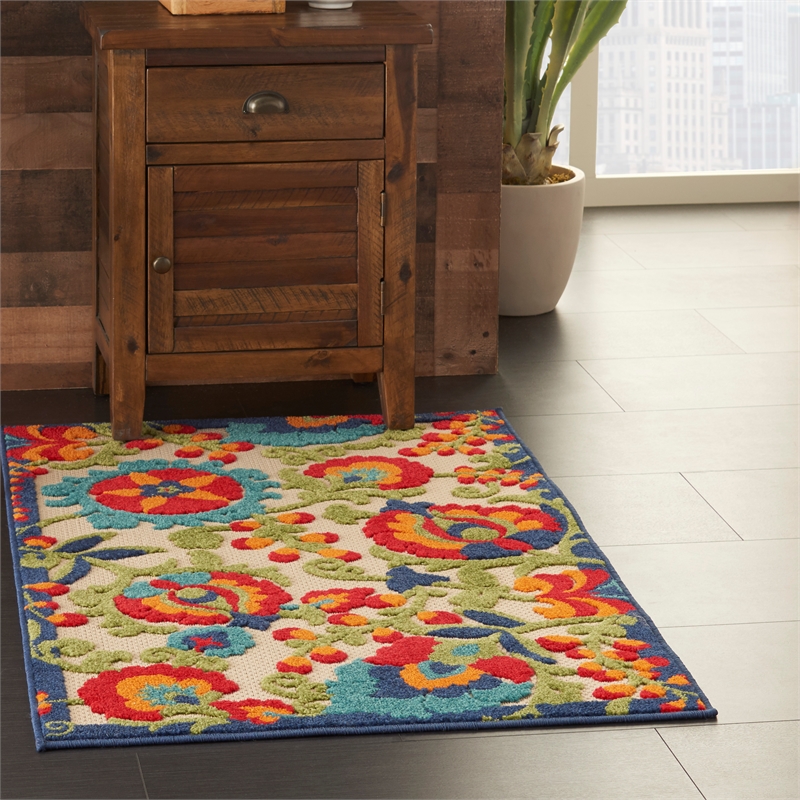 Nourison Aloha 3' x 4' Multicolor Fabric Farmhouse Area Rug (3' x 4')