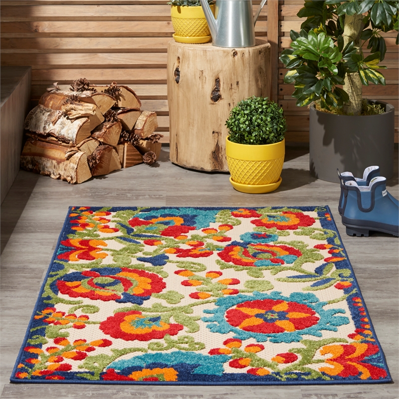 Nourison Aloha 3' x 4' Multicolor Fabric Farmhouse Area Rug (3' x 4')