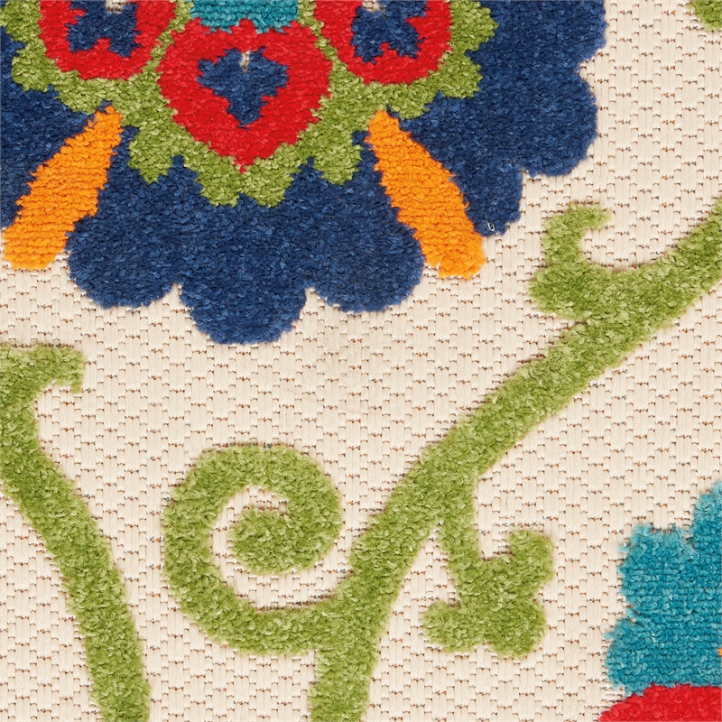 Nourison Aloha 4' x ROUND Blue/Multicolor Outdoor Indoor/Outdoor Rug