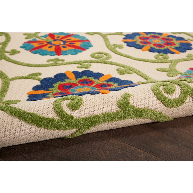 Nourison Aloha 4' x ROUND Blue/Multicolor Outdoor Indoor/Outdoor Rug