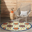 Nourison Aloha 4' x ROUND Blue/Multicolor Outdoor Indoor/Outdoor Rug