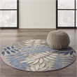 Nourison Aloha 4' x ROUND Gray/Blue Outdoor Indoor/Outdoor Rug