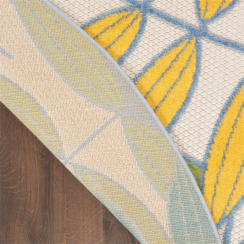 Nourison Aloha 4' x Round Ivory Multicolor Fabric Tropical Area Rug (4' Round)