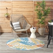 Nourison Aloha 4' x Round Ivory Multicolor Fabric Tropical Area Rug (4' Round)