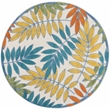 Nourison Aloha 4' x Round Ivory Multicolor Fabric Tropical Area Rug (4' Round)