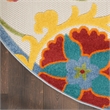 Nourison Aloha 4' x Round Ivory Multicolor Fabric Farmhouse Area Rug (4' Round)
