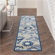 Nourison Aloha 10' Runner Blue Gray Fabric Farmhouse Area Rug (10' Runner)