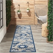 Nourison Aloha 10' Runner Blue Gray Fabric Farmhouse Area Rug (10' Runner)
