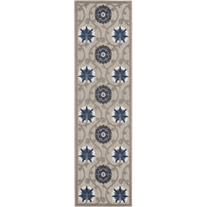 Nourison Aloha 2'3&quot x 10' Gray/Blue Outdoor Indoor/Outdoor Rug