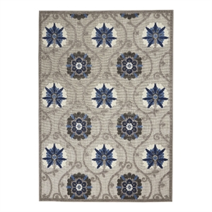 Nourison Aloha 5'3&quot x 7'5&quot Gray/Blue Outdoor Indoor/Outdoor Rug Polypropylene
