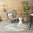 Nourison Aloha 5' x Round Ivory Multicolor Fabric Tropical Area Rug (5' Round)