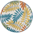 Nourison Aloha 5' x Round Ivory Multicolor Fabric Tropical Area Rug (5' Round)
