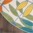 Nourison Aloha 5' x Round Ivory Multicolor Fabric Tropical Area Rug (5' Round)