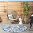 Nourison Aloha 5' x Round Ivory Navy Fabric Tropical Area Rug (5' Round)