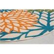 Nourison Aloha 5' x Round Multicolor Fabric Tropical Area Rug (5' Round)