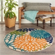 Nourison Aloha 5' x Round Multicolor Fabric Tropical Area Rug (5' Round)