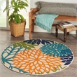 Nourison Aloha 5' x Round Multicolor Fabric Tropical Area Rug (5' Round)