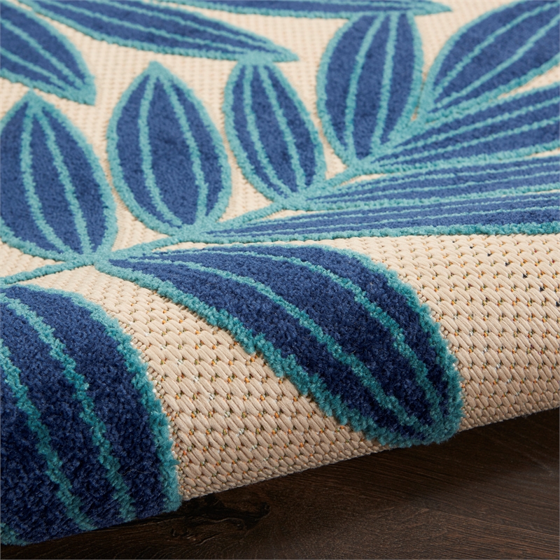 Nourison Aloha 6' x 9' Navy Blue and White Fabric Tropical Area Rug (6' x 9')