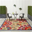 Nourison Aloha 6' x 9' Red/Multi Outdoor Indoor/Outdoor Rug Polypropylene