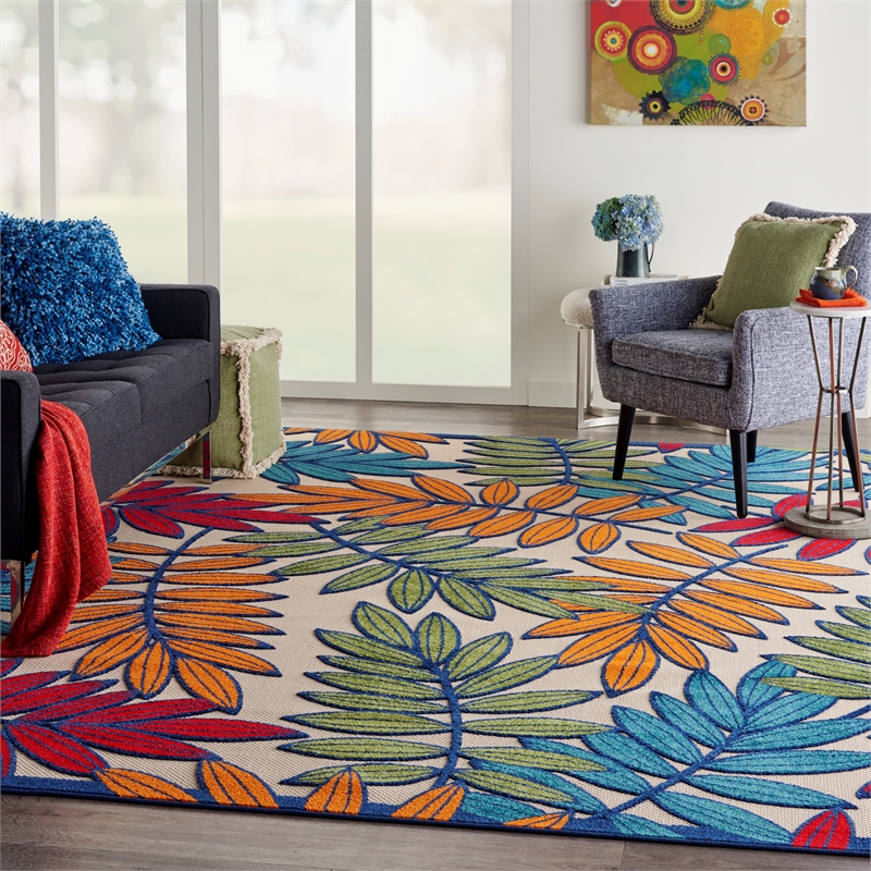 Nourison Aloha 10' x 13' Multicolor Fabric Tropical Area Rug (10' x 13')