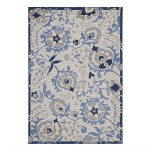 Nourison Aloha 6' x 9' Blue Gray Fabric Farmhouse Area Rug (6' x 9')