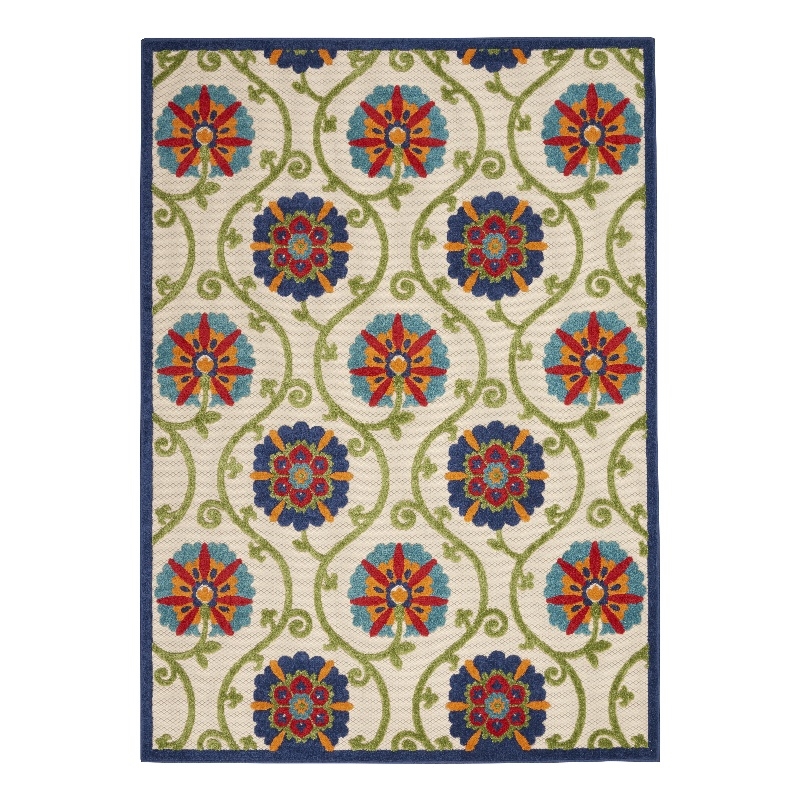 Nourison Aloha 6' x 9' Blue/Multicolor Outdoor Indoor/Outdoor Rug Polypropylene