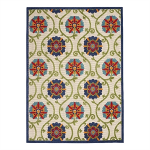 Nourison Aloha 6' x 9' Blue/Multicolor Outdoor Indoor/Outdoor Rug Polypropylene
