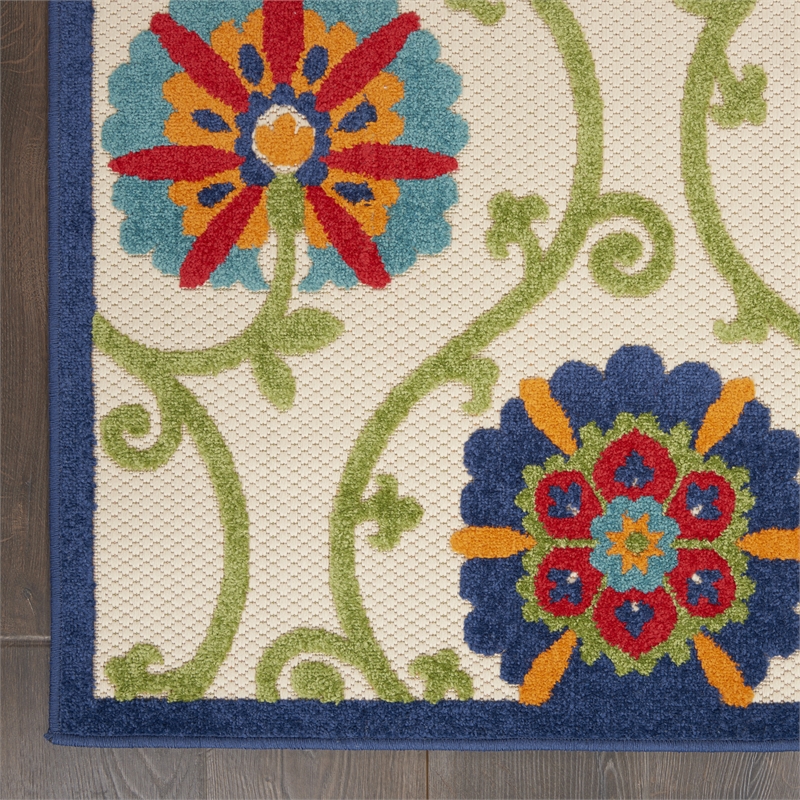 Nourison Aloha 6' x 9' Blue/Multicolor Outdoor Indoor/Outdoor Rug Polypropylene