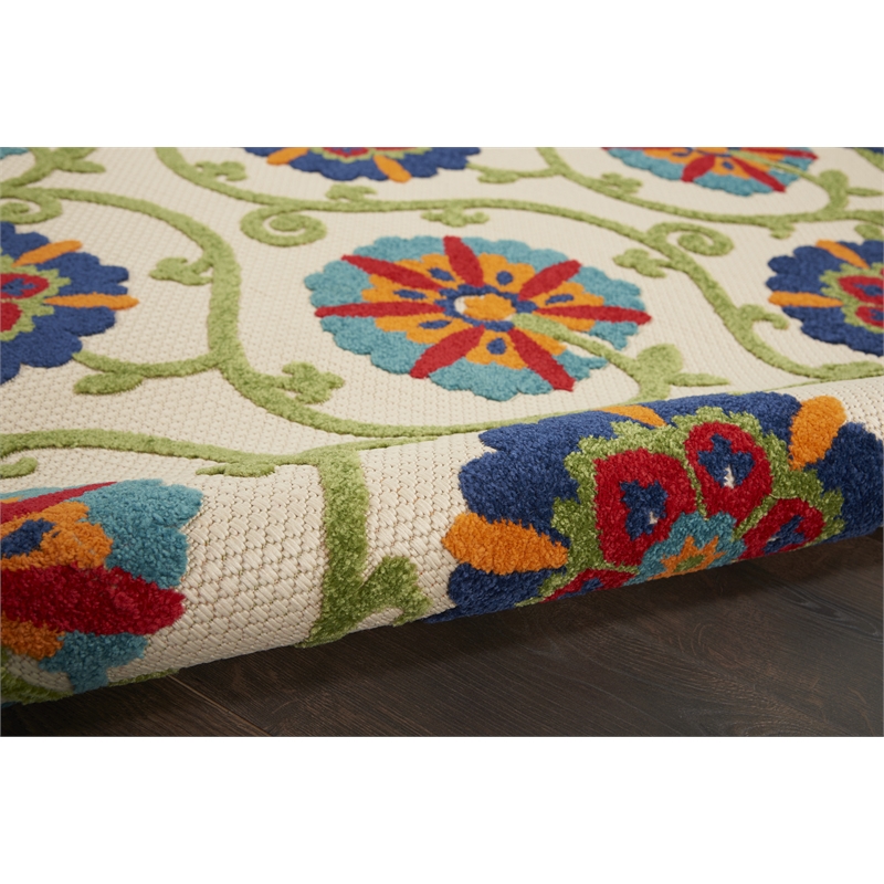 Nourison Aloha 6' x 9' Blue/Multicolor Outdoor Indoor/Outdoor Rug Polypropylene