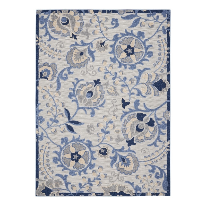 Nourison Aloha 8' x 11' Blue Gray Fabric Farmhouse Area Rug (8' x 11')
