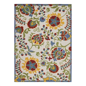 Nourison Aloha 9' x 12' Ivory Multicolor Fabric Farmhouse Area Rug (9' x 12')