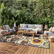Nourison Aloha 6' x 9' Ivory Multicolor Fabric Farmhouse Area Rug (6' x 9')