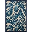 Nourison Aloha 5' x 8' Navy Blue and White Fabric Tropical Area Rug (5' x 8')