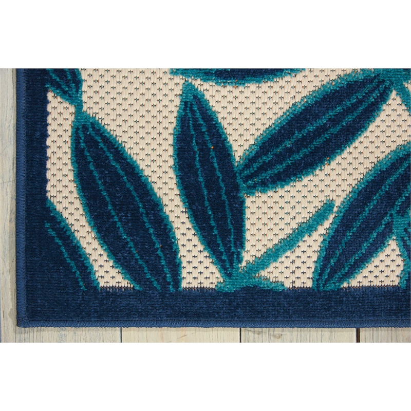 Nourison Aloha 5' x 8' Navy Blue and White Fabric Tropical Area Rug (5' x 8')