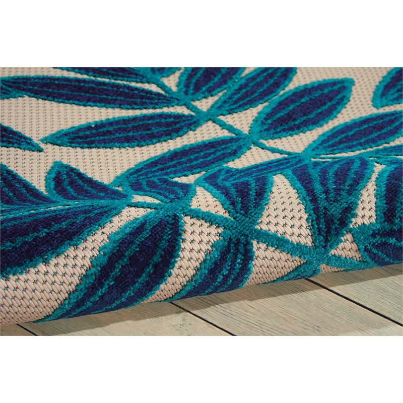 Nourison Aloha 5' x 8' Navy Blue and White Fabric Tropical Area Rug (5' x 8')