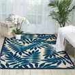 Nourison Aloha 5' x 8' Navy Blue and White Fabric Tropical Area Rug (5' x 8')