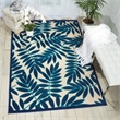 Nourison Aloha 5' x 8' Navy Blue and White Fabric Tropical Area Rug (5' x 8')