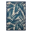 Nourison Aloha 5' x 8' Navy Blue and White Fabric Tropical Area Rug (5' x 8')