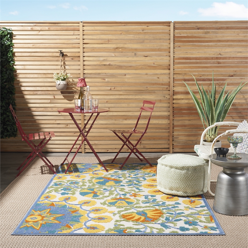 Nourison Aloha 6' x 9' Multicolor Outdoor Indoor/Outdoor Rug Polypropylene