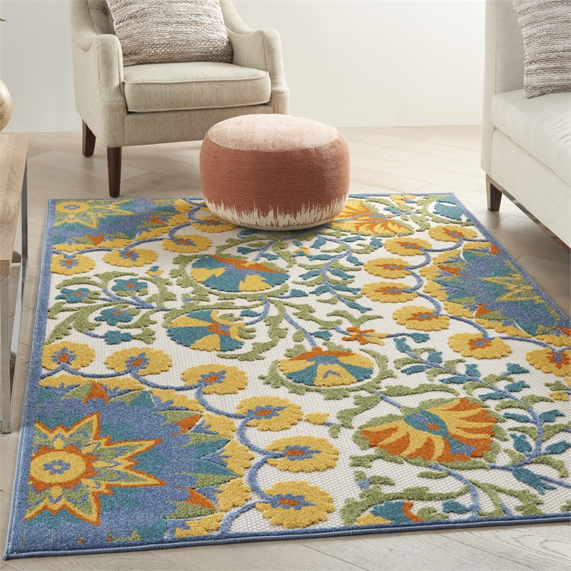 Nourison Aloha 6' x 9' Multicolor Outdoor Indoor/Outdoor Rug Polypropylene