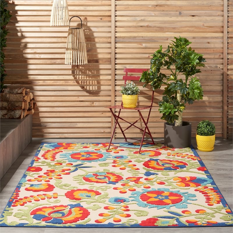 Nourison Aloha 6' x 9' Multicolor Fabric Farmhouse Area Rug (6' x 9')
