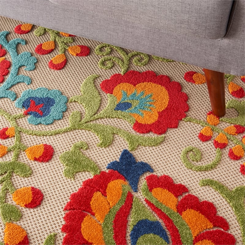 Nourison Aloha 6' x 9' Multicolor Fabric Farmhouse Area Rug (6' x 9')
