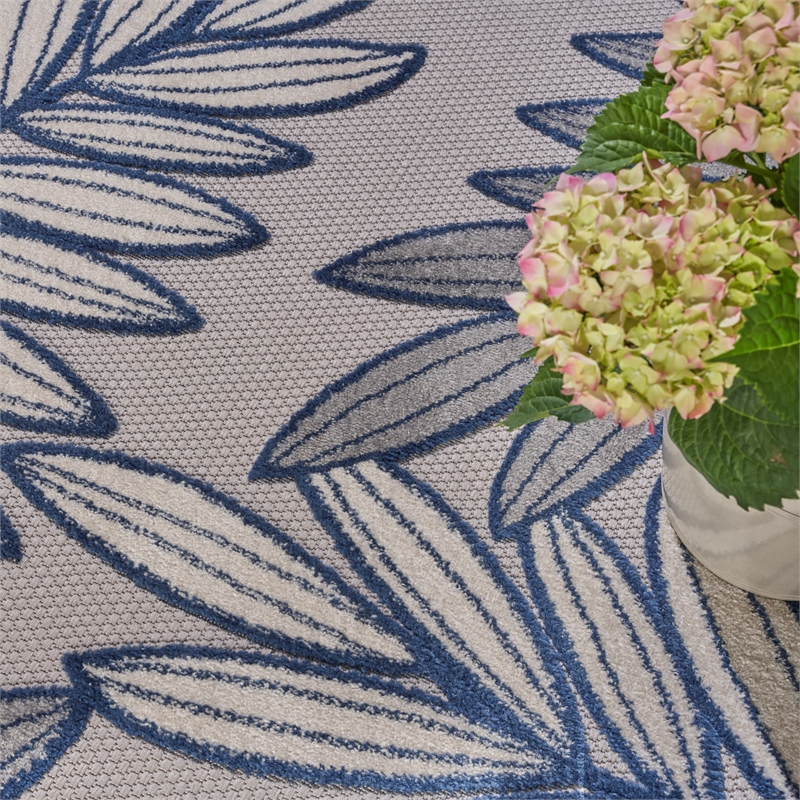Nourison Aloha 8' x 11' Ivory Navy Fabric Tropical Area Rug (8' x 11')