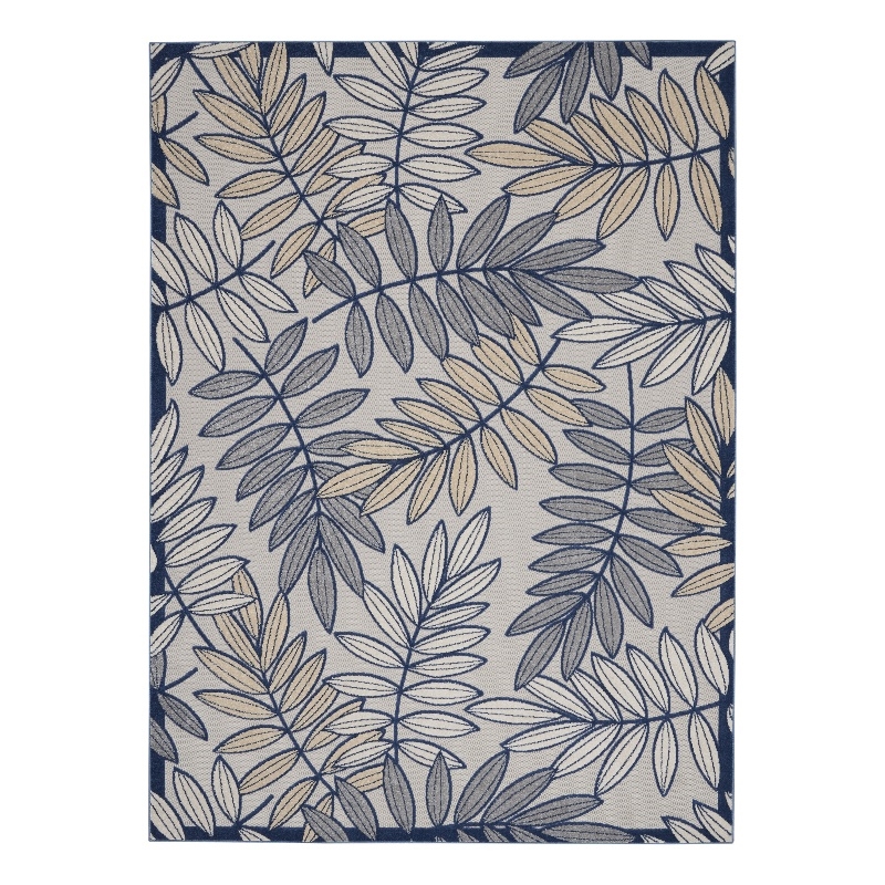Nourison Aloha 8' x 11' Ivory Navy Fabric Tropical Area Rug (8' x 11')