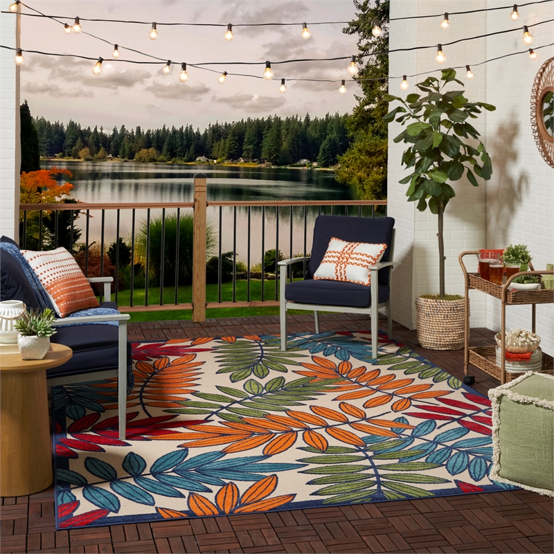 Nourison Aloha 8' x 11' Multicolor Fabric Tropical Area Rug (8' x 11')