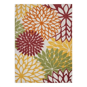 Nourison Aloha 94&quot x 126&quot Fabric Indoor/Outdoor Rug in Red Multi-Color