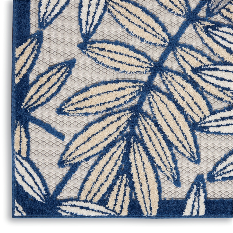 Nourison Aloha 10' x 13' Ivory Navy Fabric Tropical Area Rug (10' x 13')