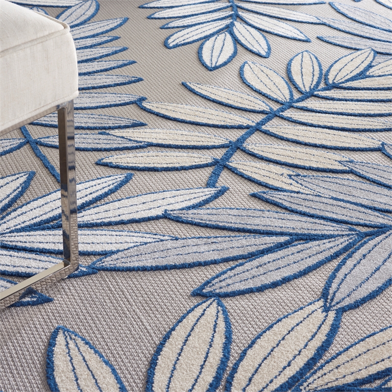 Nourison Aloha 10' x 13' Ivory Navy Fabric Tropical Area Rug (10' x 13')