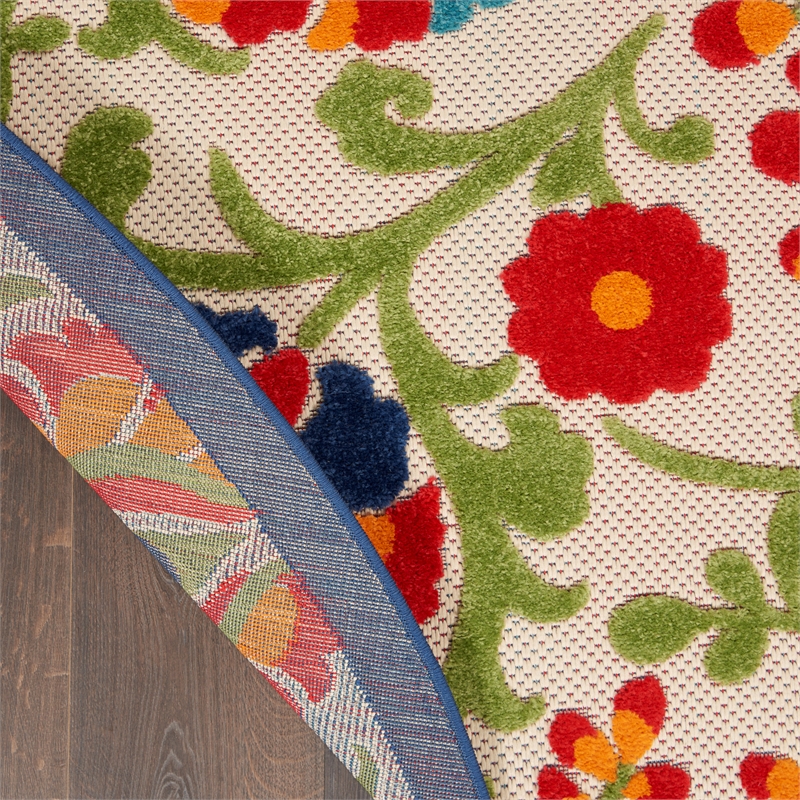 Nourison Aloha 5' x Round Multicolor Fabric Farmhouse Area Rug (5' Round)